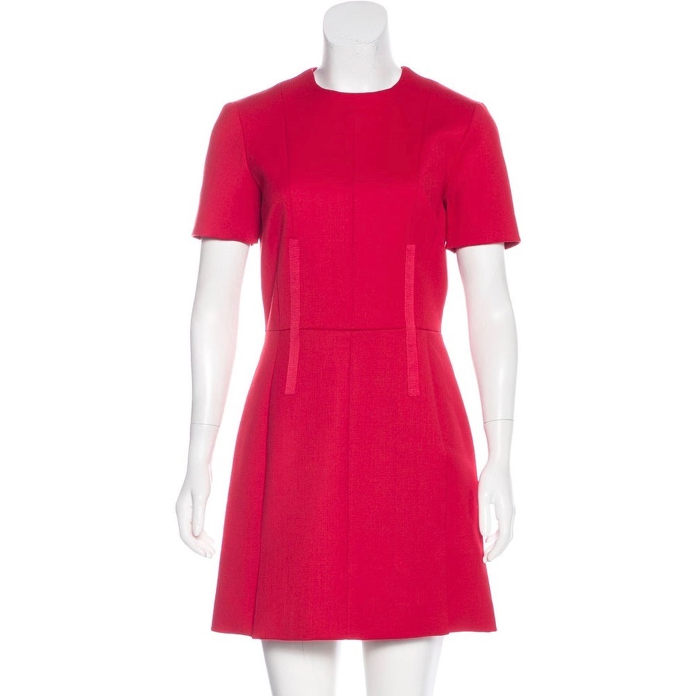 GORGEOUS CARVEN RED WOOL MINI DRESS NWT